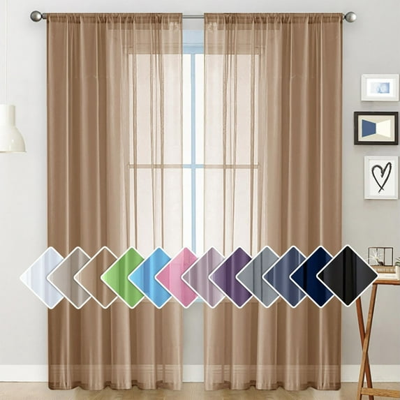 Bxaolu Semi Sheer Curtains 84 Inches Long, Light Filtering Drapes with Rod Pocket, Lightweight Window Treatments for Living Room Bedroom Decor, 52 X 84 Inch，1 Panel, Brown