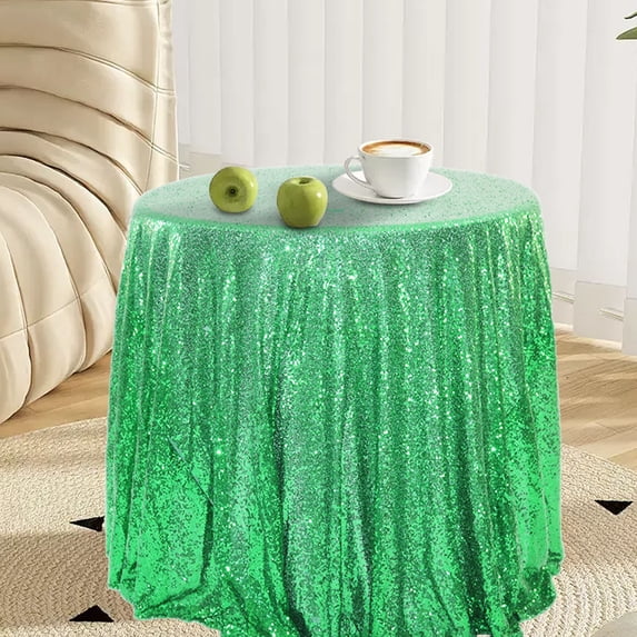 Bxaolu Sequin Tablecloth 47.5 Inch Round Sparkly Glitter Table Cover Overlays for Round Tables Wedding Bridal Shower Birthdays Party Prom Decorations, Mint Green
