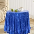 thumbnail image 1 of Bxaolu Sequin Tablecloths for Round Table, 47.5" Plastic Round Table Cover, Glitter Party Decorations for Girls Birthday Wedding Graduation Princess Party, Blue, 1 of 8