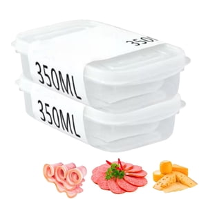 Bxaolu Set of 2 Deli Meat Container for Fridge, Stackable Cold Cuts Storage Containers with Clear Lids & Clip for Deli Meat, Bacon, Cheese & Meal Prep, BPA-Free, 11.8oz