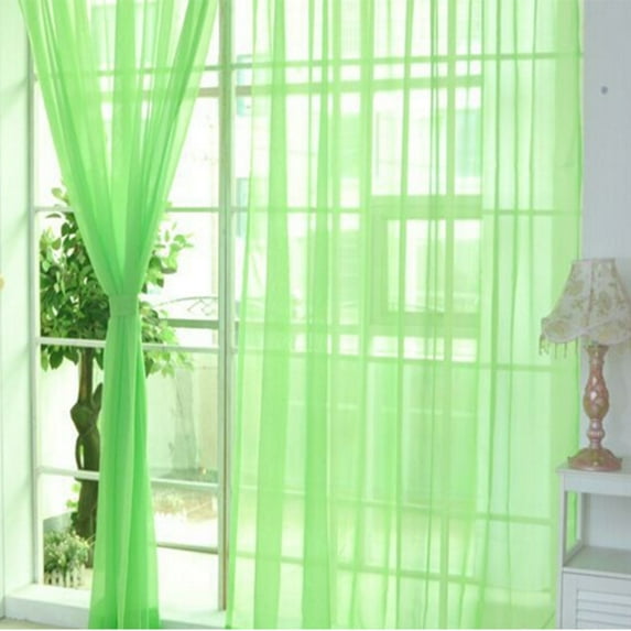 Bxaolu Sheer Curtain Panels for Living Room Elegant Window Treatment Sets Light Filtering Translucent Draperies for Office Home(Green,2 Panels,W31.5 x L79inch)