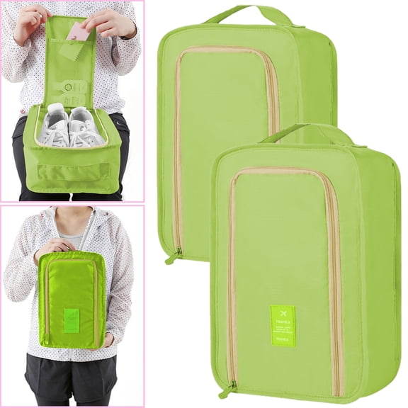 Bxaolu Shoe Bags for Travel, Holds 1 Pairs of Shoes, 2Pack Portable Shoe Storage Pouch, Sneaker Storage Bag - Perfect for Men, Women, Business Trips, Gym (Green)
