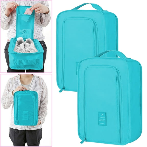 Bxaolu Shoe Bags for Travel, Holds 1 Pairs of Shoes, 2Pack Portable Shoe Storage Pouch, Sneaker Storage Bag - Perfect for Men, Women, Business Trips, Gym (Sky Blue)