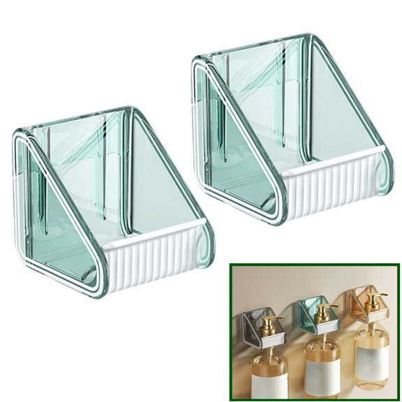 Bxaolu Shower Gel Bottle Rack Hook Bracket Bathroom Wall Magic Paste Shampoo Suction Up Wall Mounted Seamless Hooks, 2 Pack, Green