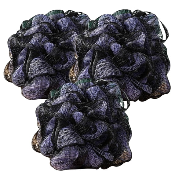 Bxaolu Shower Loofah Bath Sponge, 50G Loofah Exfoliating Body Scrubber, 3Pack Mesh Shower Colorful Balls for Body Wash (3PCS, Purple)
