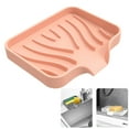 thumbnail image 1 of Bxaolu Silicone Bathroom Soap Dishes with Drain - Kitchen Sink Organizer, Sponge Holder, Dish Soap Tray, Great for Dispenser, Scrubber, Bottle,Cup on Sink or Counter-Pink, 1 of 8