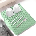 thumbnail image 1 of Bxaolu Silicone Dish Drying Mat with Built-in Drain Lip - Kitchen Drying Pad - Sturdy Compact Easy to Clean Tray Protects Surfaces Prevents - 15.6 X 12.6 (Green), 1 of 5