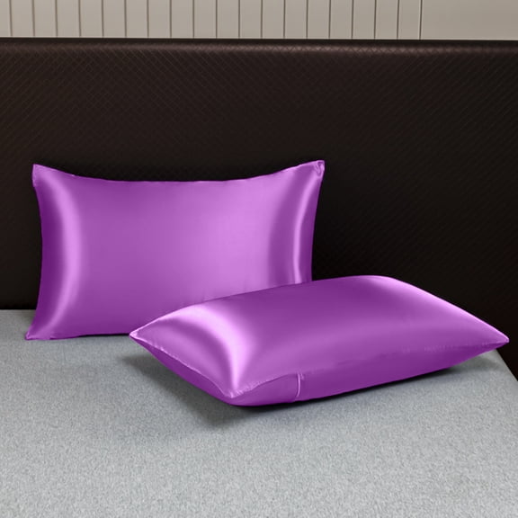 Bxaolu Silk Pillowcase for Hair and Skin, Silk Pillow Cases Standard Size, Cooling Sleep Silk Satin Pillow Covers with Hidden Zipper, Gifts for Women Men - Purple, 2PCS