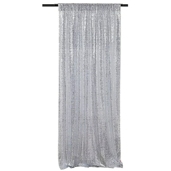Bxaolu Silver Sequin Backdrop Curtains 24" x 95" Glitter Party Backdrop Sparkly Fabric Curtain for Wedding Stage Background Decorations Christmas Party Decor, 1 Panel