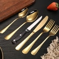 thumbnail image 1 of Bxaolu Silverware Set, 6 Piece Premium Stainless Steel Flatware Set for 6, Heavy Duty Silverware Cutlery Sets with Knife, Spoons and Forks Set, Dishwasher Safe - Gold, 1 of 6