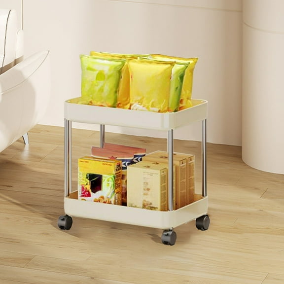 Bxaolu Slim Storage Cart with Wheels - 2 Tier Bathroom Organizers and Storage Cart - Rolling Carts for Bathroom, Kitchen, Narrow Space, Laundry Room,White
