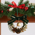 thumbnail image 1 of Bxaolu Small Christmas Wreath Mini Wreaths for Kitchen Window Chair Backs with Ribbon Bell Artificial Greenery Christmas Wreaths for Farmhouse Holiday Decoration(4.75", 1Pack), 1 of 7