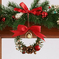 thumbnail image 1 of Bxaolu Small Christmas Wreath Mini Wreaths for Kitchen Window Chair Backs with Ribbon Bell Artificial Greenery Christmas Wreaths for Farmhouse Holiday Decoration(4.75", 1Pack), 1 of 7