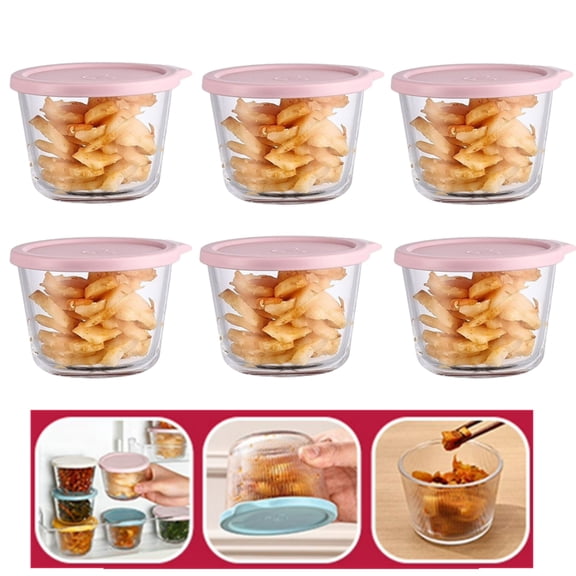 Bxaolu Small Plastic Bowls, Plastic Containers with Lids Set of 6 to Keep Leftovers Fresh, Meal Prepping and More, Dishwasher Safe Small Bowls for Dips, Pink-6Pack