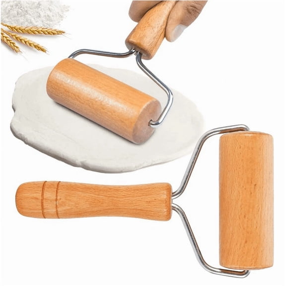 Bxaolu Small Rolling Pin, Wooden Dough Roller, Non-Stick Pizza Roller, Dough Baker Roller for Home Kitchen Baking Cooking(9.7cm/3.8in)