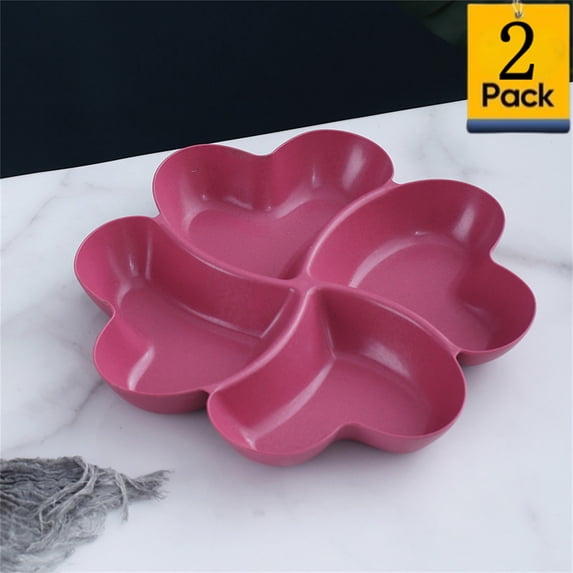 Bxaolu Snack Tray Set of 2, Plactic Serving Set Divided Serving Platter White Serving Tray for Party, Fruits, Veggies, Candy, Snack, Dessert,(9 inch,Red)