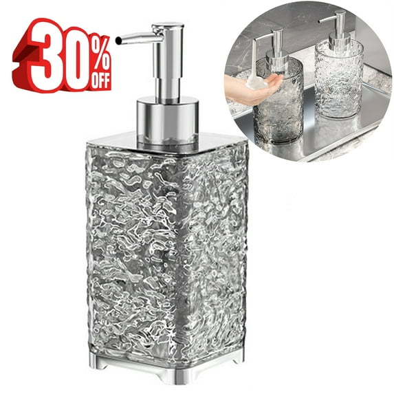 Bxaolu Soap Dispenser, Antirust Hand Soap Dispenser for Bathroom & Kitchen Countertop, Refillable 400ml Water Ripple Modern Soap Dispenser