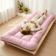 thumbnail image 1 of Bxaolu Soft Mattress Topper, 35.4"x78.7", Floor Mattress Futon Mattress, 4" Thicken Tatami Mat Sleeping Pad Foldable Mat Dormitory Pad Floor Lounger Pillow Bed, Pink, 1 of 7