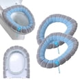 thumbnail image 1 of Bxaolu Soft Toilet Seat Cover - Thick Fabric Toilet Seat Warmer for Round & Elongated 14x18" Toilet Seats - Reusable, Machine Washable, Easy-Install - 2PCS, Blue, 1 of 9