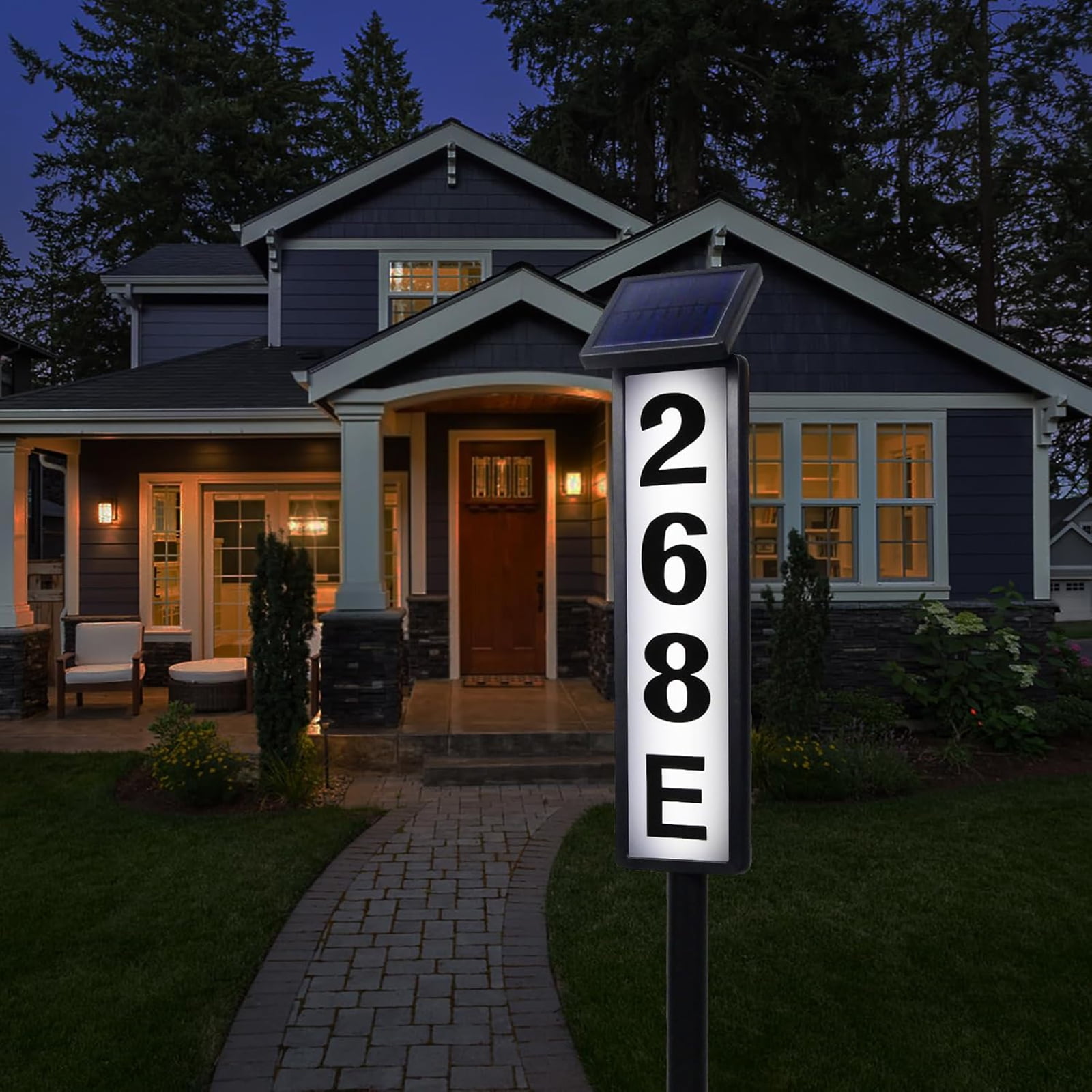 Bxaolu Solar Address Signs - Lighted Solar House Numbers for Outside - Address Plaques for House Address Sign Numbers for House, Yard, Garden, Waterproof, 35", 2Pack