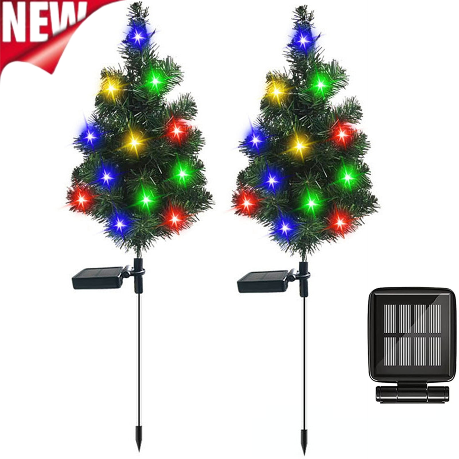 Bxaolu Solar Christmas Tree Garden Stake Lights - Waterproof Christmas Decorations Tree Lights - Outdoor Xmas Tree Light Christmas Décor Pathway Lights Patio Yard (29.5", 2Pack)