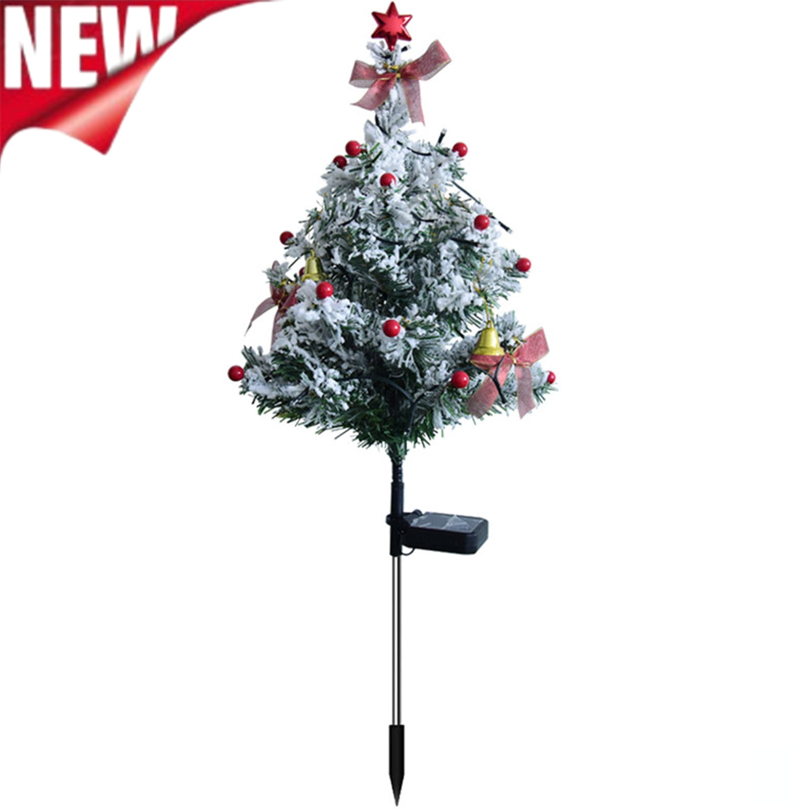 Bxaolu Solar Christmas Tree Garden Stake Lights Waterproof Christmas Decorations Tree Lights Outdoor Xmas Tree Light Christmas Décor Pathway Lights Patio Yard (1pcs)
