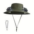 thumbnail image 1 of Bxaolu Solar Fan Hat, Wide Brim Solar Fan Outdoor Fishing Hat, Breathable Bucket Hat Outdoor Summer Hat for Hiking Camping, Army Green, 1 of 8