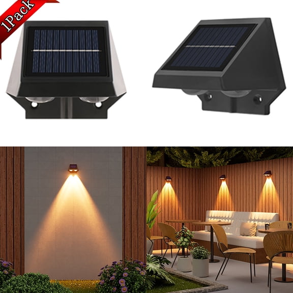 Bxaolu Solar Fence Lights Outdoor, Solar Wall Lights, Modern Solar Powered Deck Lights for Step Stair Patio Backyard Porch Railing House Number decor, IP65 Waterproof (1 Pack, Warm)
