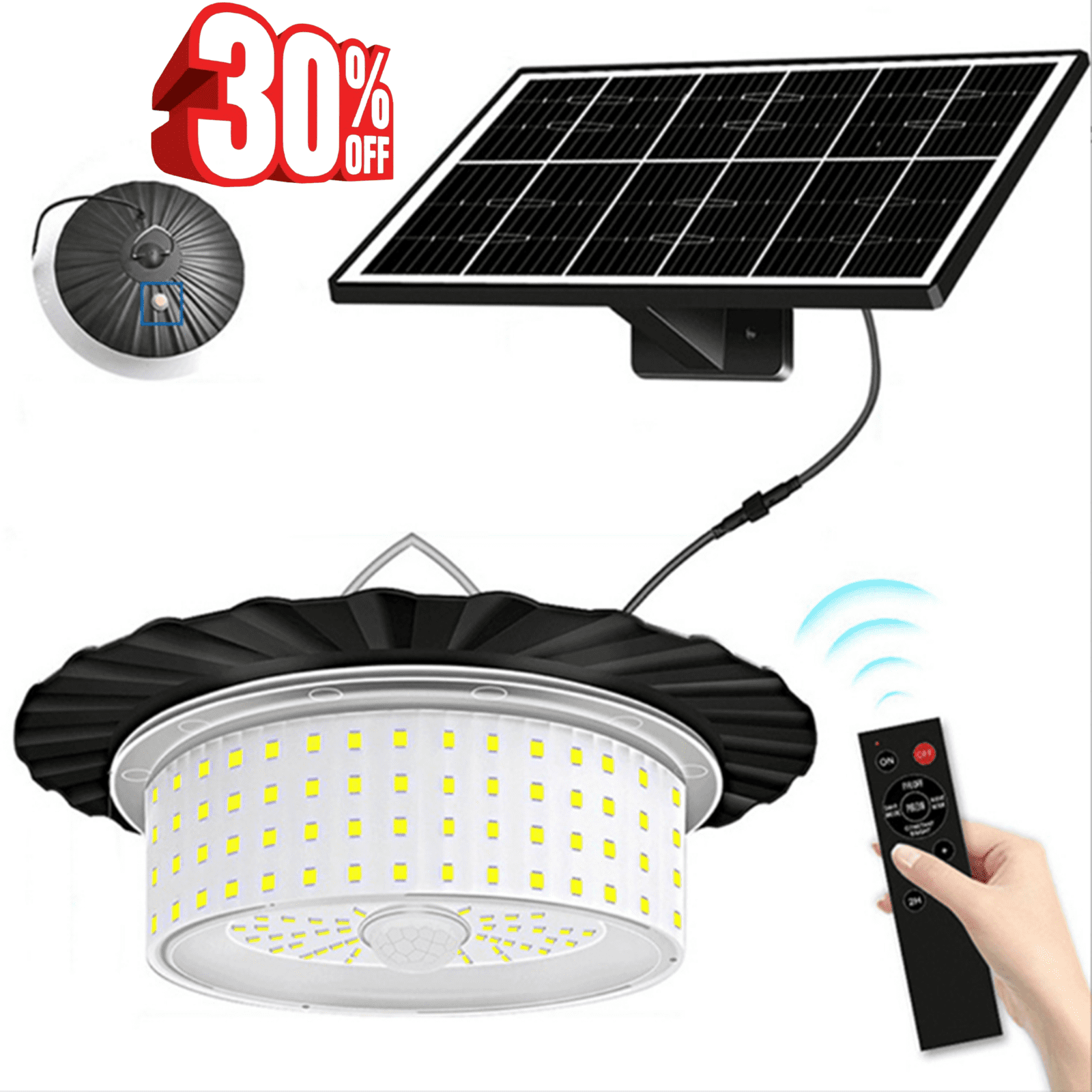 Bxaolu Solar Shed Light-Daytime or Night, 5 Modes 244 Leds Brighter Solar Light Indoor&Outdoor with Remote,IP65 Barn/Chicken Coop/Workshop/Ceiling/Pendant Light for Patio,Garden,Yard,Gazebo