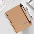 thumbnail image 1 of Bxaolu Spiral Notebook with Pen in Holder, Sticky Notes, Page Marker Colored Index Tabs Flags, 4.7"x5.9" Kraft Paper Cover A6 Small Pocket Notebooks (Khaki), 1 of 9