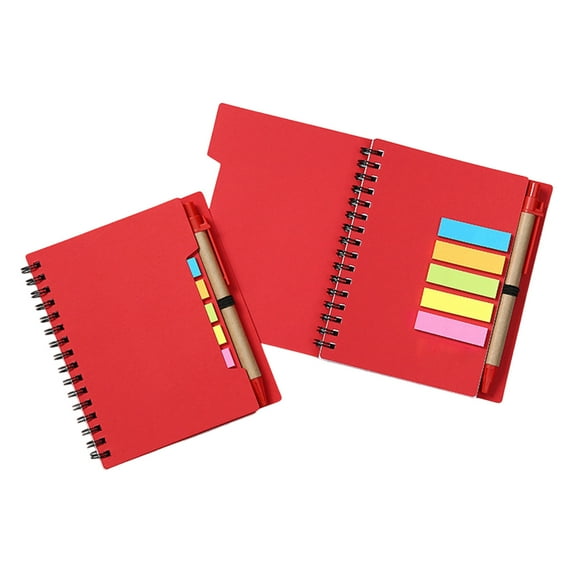 Bxaolu Spiral Notebook Small Notepad and Pen Set Lined Notepad Mini Pocket Notebook for Business Office Supplies, Red