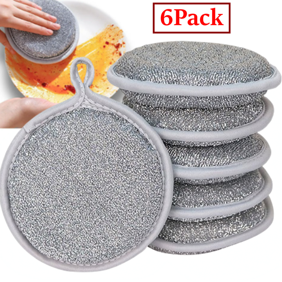 Bxaolu Sponges Kitchen Dish Sponge for Washing Dishes Cleaning Kitchen, All-Purpose, 6 Pack, Non Scratch, Rough Scrubbers Side for Non-Stick Cookware, Soft Microfiber Scrub Side for Dishes