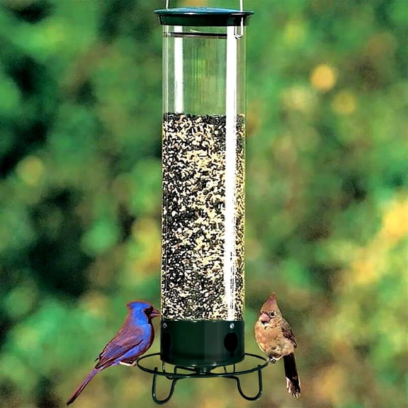Bxaolu Squirrel Proof Bird Feeder for Outdoors – Weight-Activated Rotating Perch, 5lb Seed Capacity, Stabilized Seed Tube, Hanging Green Bird Feeder for Cardinals Finches, Gift for Mom, Dad