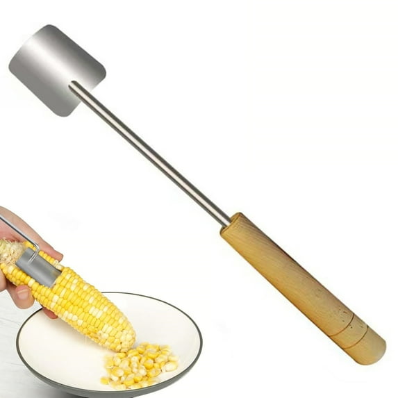 Bxaolu Stainless Steel Corn Peeler with Wood Handle - Corn on the Cob Remover, Easy Clean, Suitable for Home Kitchen, 1PC