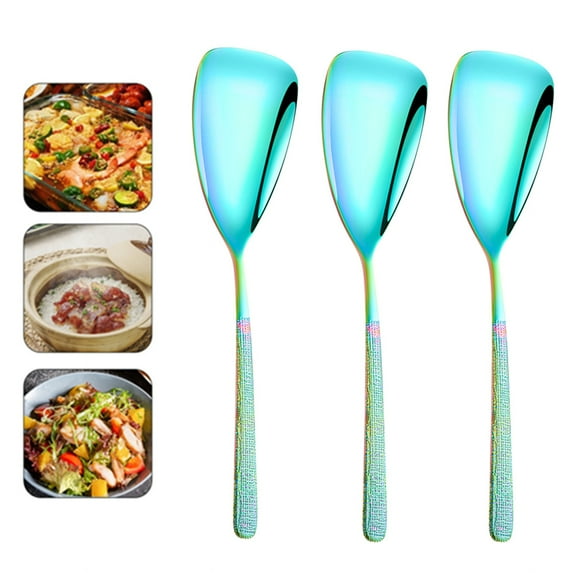 Bxaolu Stainless Steel Solid Serving Spoon, Non-Stick And Heat Resistant, 10.55 Inch Serving Spoon Dishwasher Safe, Easy to Clean, Multicolor