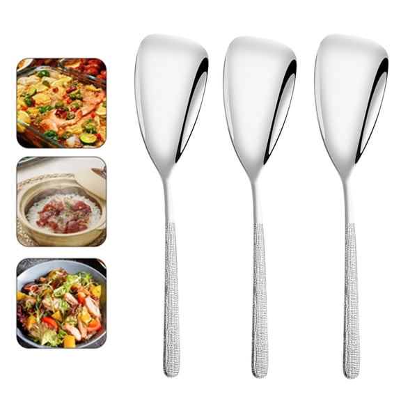 Bxaolu Stainless Steel Solid Serving Spoon, Non-Stick And Heat Resistant, 10.55 Inch Serving Spoon Dishwasher Safe, Easy to Clean, Silver