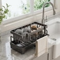 thumbnail image 1 of Bxaolu Stainless Steel Sponge Holder with Kitchen Sink Storage Rack Countertop Organizer for Dishcloth Soap Brushes Space Saving Kitchen Rack - Black, 1 of 6