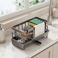 thumbnail image 1 of Bxaolu Stainless Steel Sponge Holder with Kitchen Sink Storage Rack Countertop Organizer for Dishcloth Soap Brushes Space Saving Kitchen Rack - Gray, 1 of 6