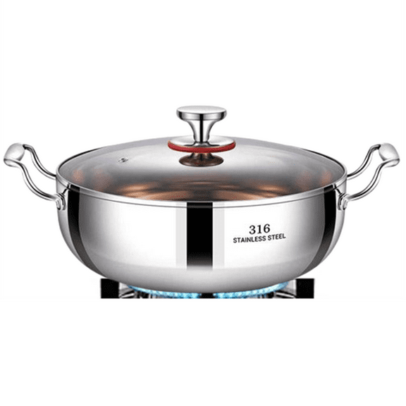 Bxaolu Stainless Steel Stock Pot - 7 Quart Heavy Duty Soup&nbsp;Cooking Pot with Visible Lid for Pasta, Soup, Spaghetti, Thick Stockpot, Cookware for Canning, Boiling, Simmer, Silver
