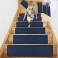 thumbnail image 1 of Bxaolu Stair Treads Carpet Non-Slip Indoor Wood Stair Treads Rugs Anti Moving Modern Stair Runners Safety for Dogs, 8" X 30", Navy, 1 of 9