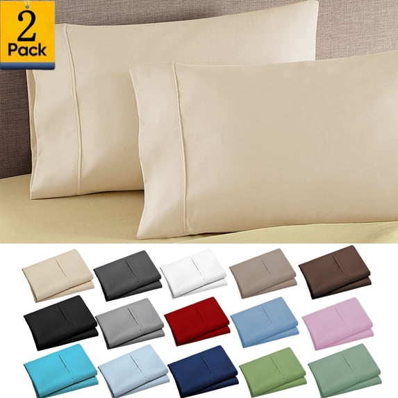 Bxaolu Standard/Queen Pillowcase Set - 2 Pack Brushed Microfiber 20x30 Pillowcases - Soft, Fade-Resistant, Pillow Covers with Envelope Closure - 20x30 Inches, Beige