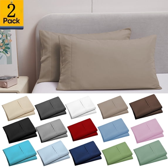 Bxaolu Standard/Queen Pillowcase Set - 2 Pack Brushed Microfiber 20x30 Pillowcases - Soft, Fade-Resistant, Pillow Covers with Envelope Closure - 20x30 Inches, Brown