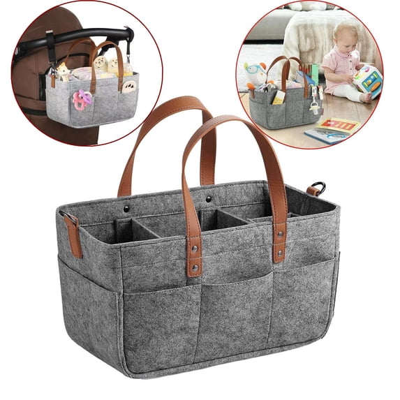 Bxaolu Storage Bag, Durable and Lightweight Foldable Felt Storage Bag Portable Lightly Multifunction Changeable Compartments for Car Travel Indoor, Dark Grey