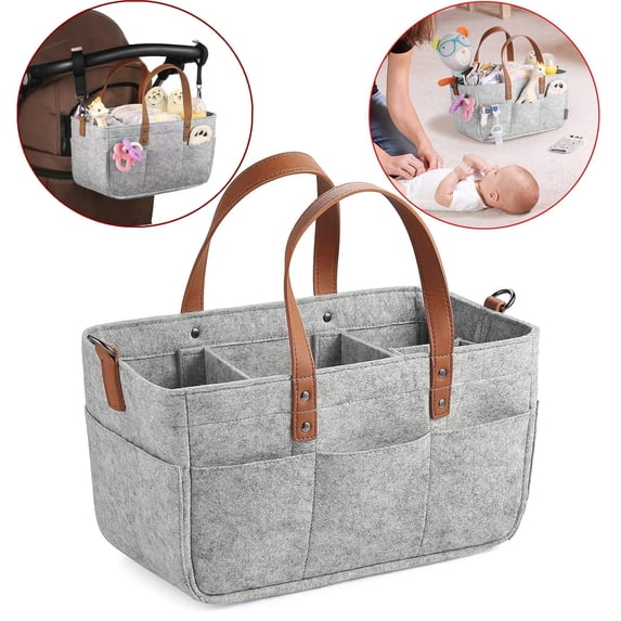 Bxaolu Storage Bag, Durable and Lightweight Foldable Felt Storage Bag Portable Lightly Multifunction Changeable Compartments for Car Travel Indoor, Grey