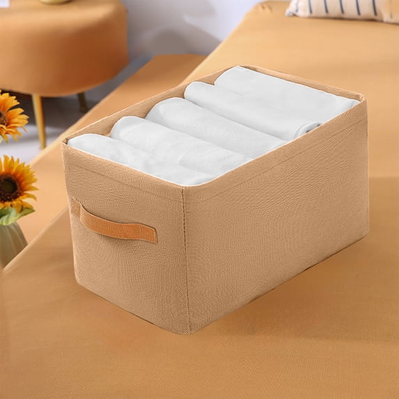 Bxaolu Storage Cubes, Non-Woven Fabric Bins with Handles, Closet Organizers for Shelves, Foldable Cloth Baskets for Clothes, Khaki-XL