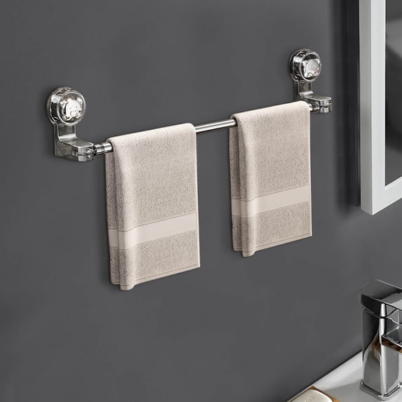 Bxaolu Suction Cup Towel Bar, Adjustable 39 Inches Adhesive Towel Holder for Bathroom, No Drill Wall Mounted Towel Rack, Towel Shelf for Kitchen, Toilet, Shower, Door