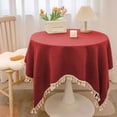 thumbnail image 1 of Bxaolu Table Cloth 59 Inch Cotton Linen Tablecloth, Heavy Duty Waterproof Tablecloths Farmhouse Tablecloth, Soft and Wrinkle Free Table Cover with Beige Tassels for Kitchen Dining, Party(Red), 1 of 6