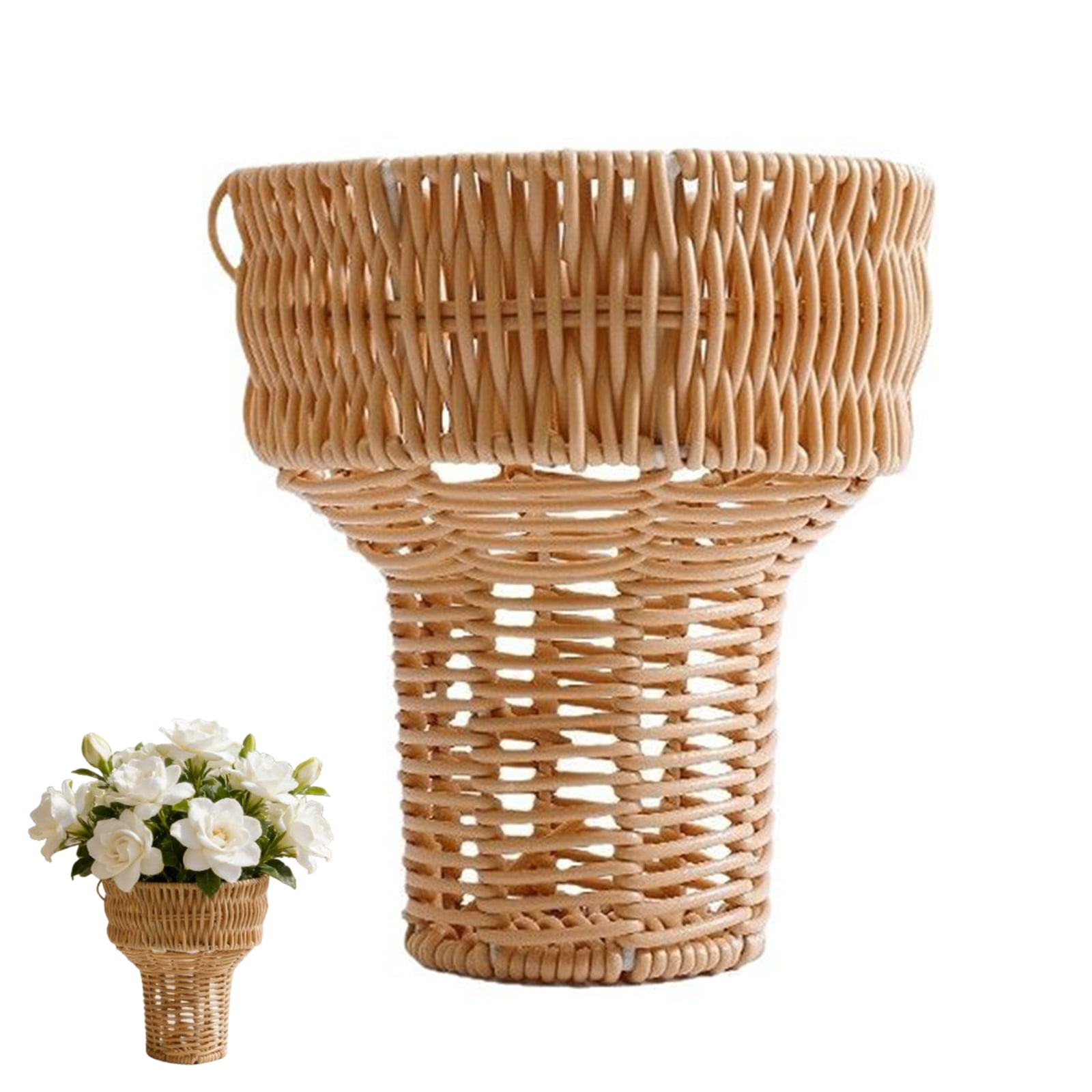 Bxaolu Tabletop Woven Rattan Vase for Flowers, Rustic Country Style ...