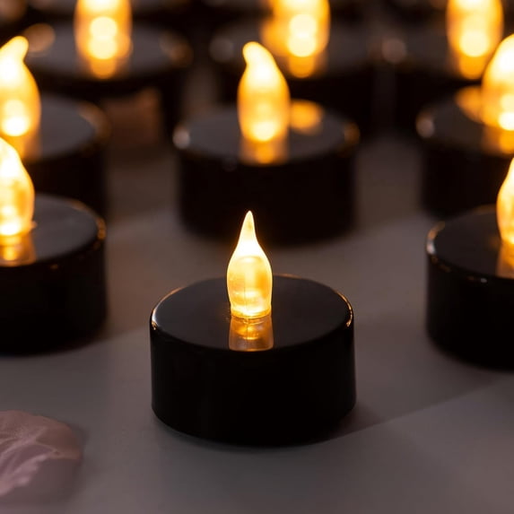 Bxaolu LED Tea Lights - 12 Pack Flameless Battery Operated Candles, Flickering Warm White, Fake Tealights for Weddings, Home Decor, Parties, and Christmas