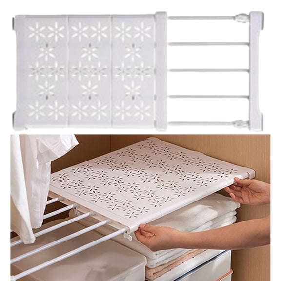 Bxaolu Tension Shelf Expandable Clothes Closet Organizer Rack Adjustable DIY Wardrobe Dividers Separator, Space-Saving Closet Partition 11.5-15.75 Inches, White